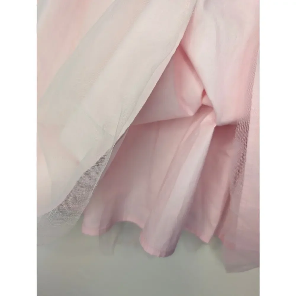 Crown & Ivy Girls Dresses, Pink Chenille Long Sleeve Tulle Dress, Sz L